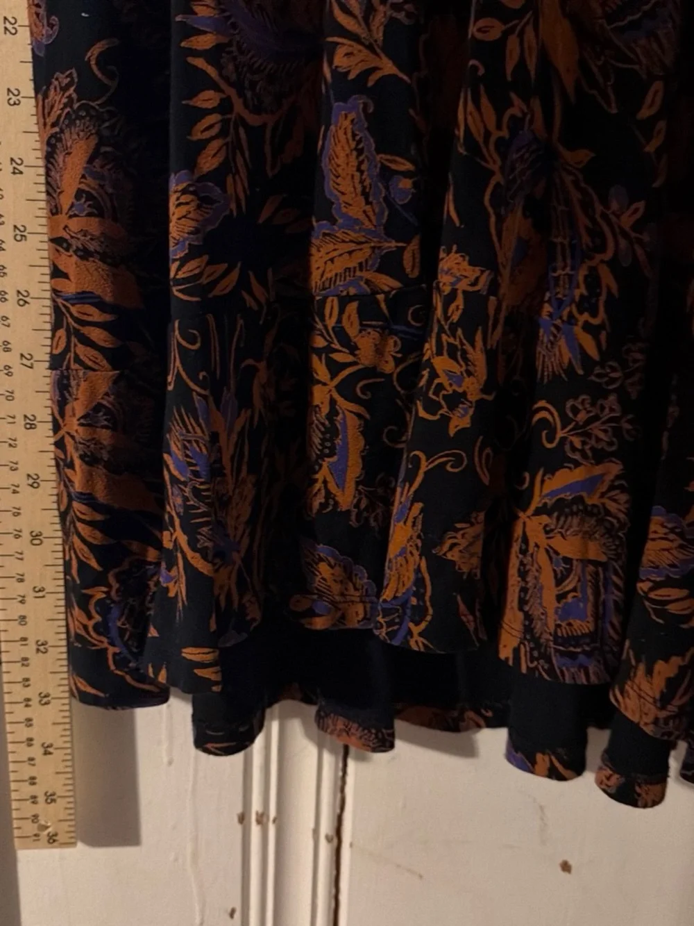 Free People Black Mini Dress with Rust and Purple Floral Print
